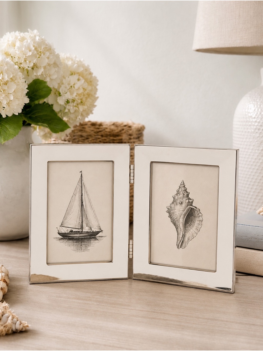 Restoration Hardware Silver Double Hinged Photo Frame